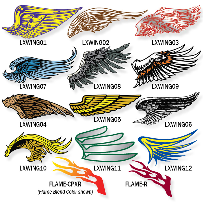 Pro-Tuff Decals selection of lacrosse wing helmet decals