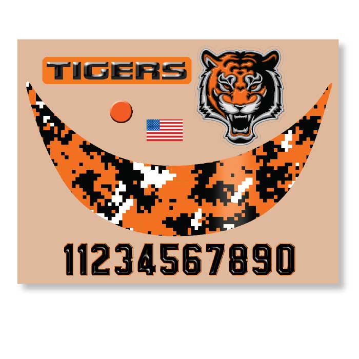 Tiger Striped Name 2.5" softball fastpitch helmet decal 