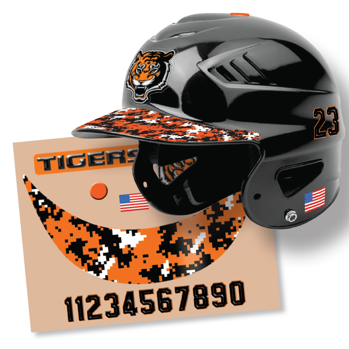 custom!! 8 Assorted BASEBALL decals for batting helmet stickers NAME & Number 