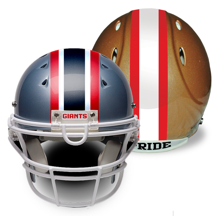 Silver Chrome 2.5" Inch Full Size Football Helmet Stripe 1 