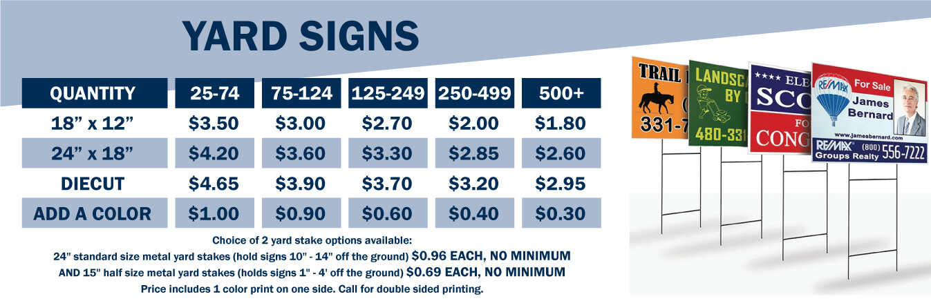 yard sign pricing banner