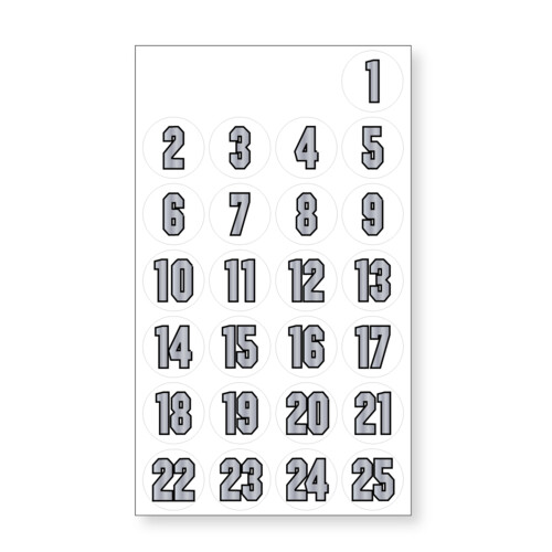 2 Color Chrome Single Punch-Out Number Sheets Thumbnail