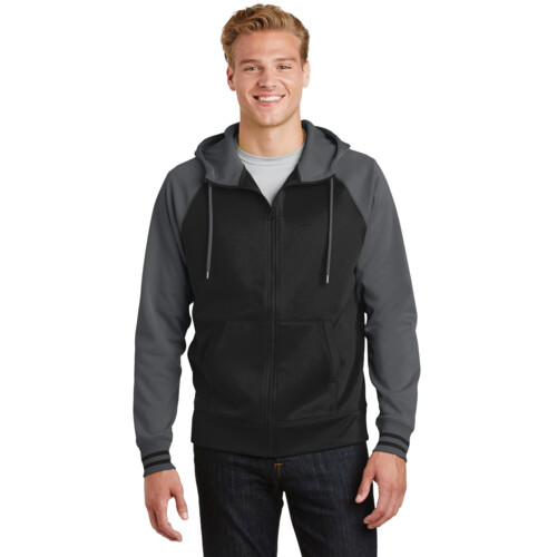 Sport Tek Wick ® Varsity Fleece Full Zip Hooded Jacket Thumbnail