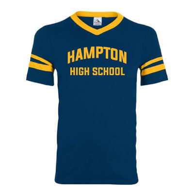 V-Neck Jersey with Striped Sleeves Thumbnail