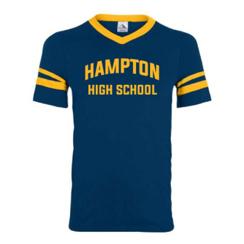 V-Neck Jersey with Striped Sleeves Thumbnail