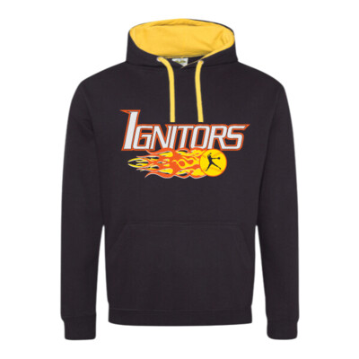 Adult Midweight Varsity Contrast Hooded Sweatshirt Thumbnail