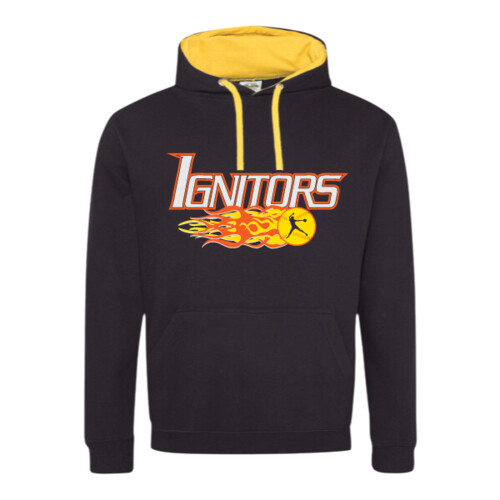 Adult Midweight Varsity Contrast Hooded Sweatshirt Thumbnail